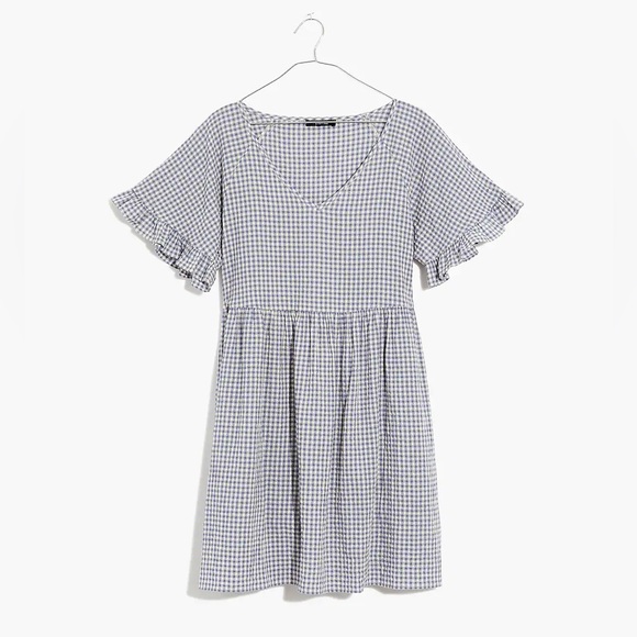 Ruffle-Sleeve Babydoll Dress in Seersucker Gingham - Picture 4 of 6